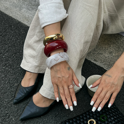 Boho Resin Bangle Set – 3 Pieces