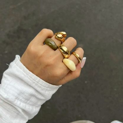 5Pcs Vintage Boho Resin Acrylic Rings Set