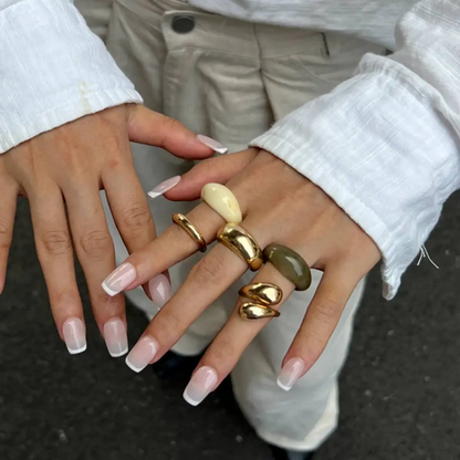 5Pcs Vintage Boho Resin Acrylic Rings Set