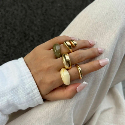 5Pcs Vintage Boho Resin Acrylic Rings Set