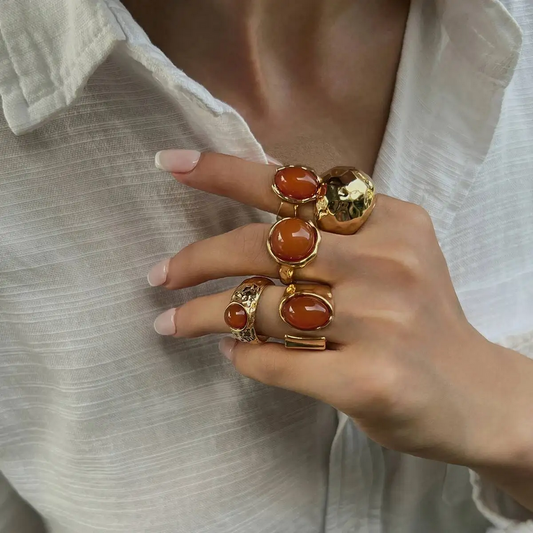 5Pcs Luxury Acrylic Rhinestone Rings Set