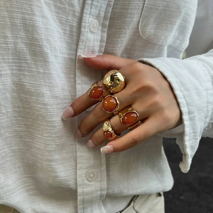 5Pcs Luxury Acrylic Rhinestone Rings Set