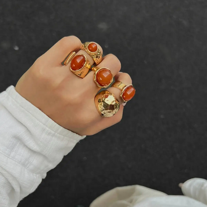 5Pcs Luxury Acrylic Rhinestone Rings Set