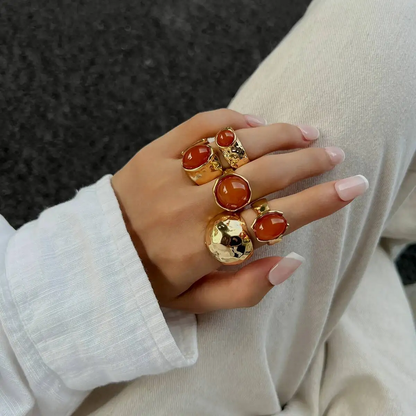5Pcs Luxury Acrylic Rhinestone Rings Set