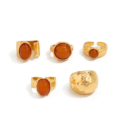 5Pcs Luxury Acrylic Rhinestone Rings Set