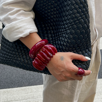 Red Vintage Bohemian Resin Bangle Bracelet