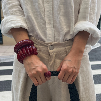 Red Vintage Bohemian Resin Bangle Bracelet