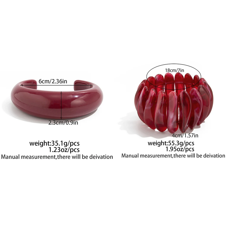 Red Vintage Bohemian Resin Bangle Bracelet