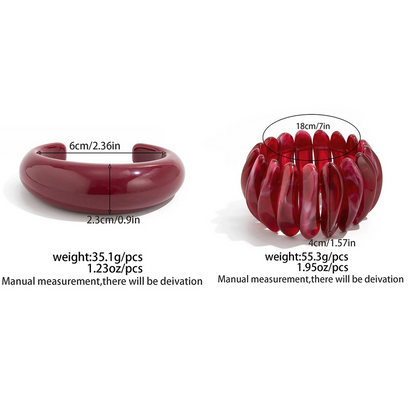 Red Vintage Bohemian Resin Bangle Bracelet