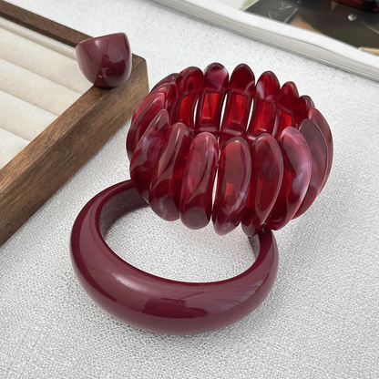 Red Vintage Bohemian Resin Bangle Bracelet