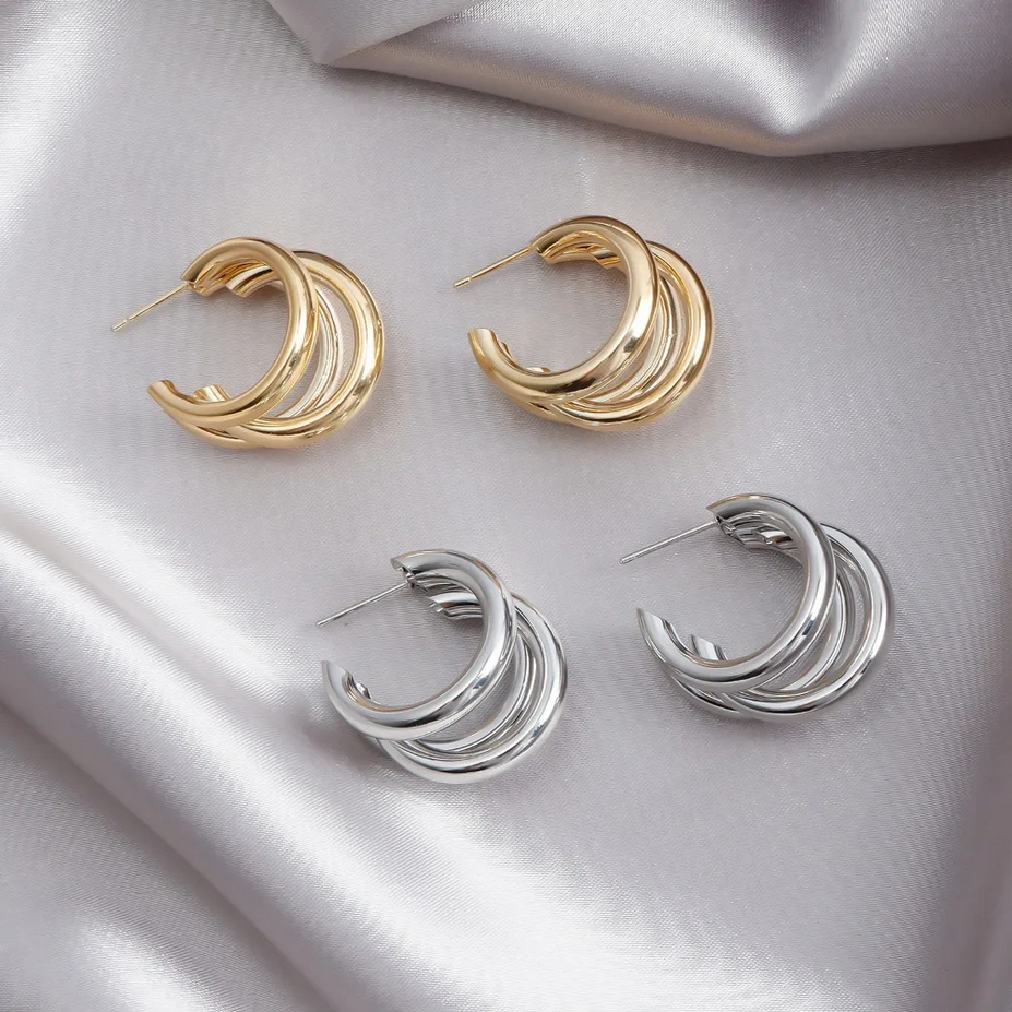 Silver and Gold Chunky Hoop Earrings
