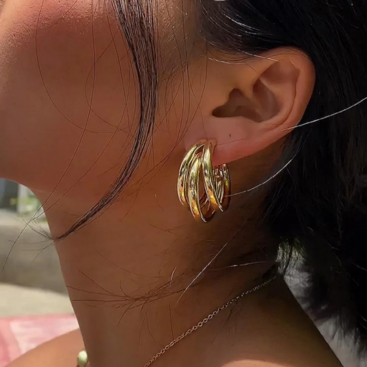 Silver and Gold Chunky Hoop Earrings