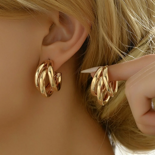 Silver and Gold Chunky Hoop Earrings