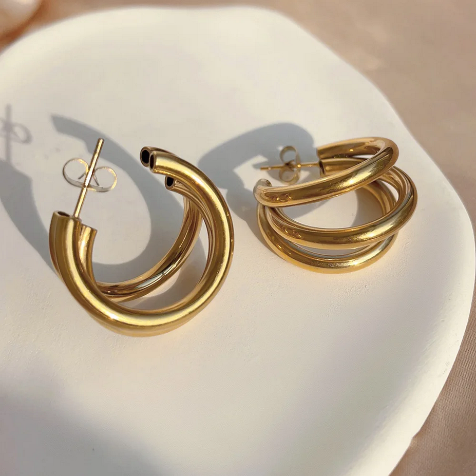 Silver and Gold Chunky Hoop Earrings