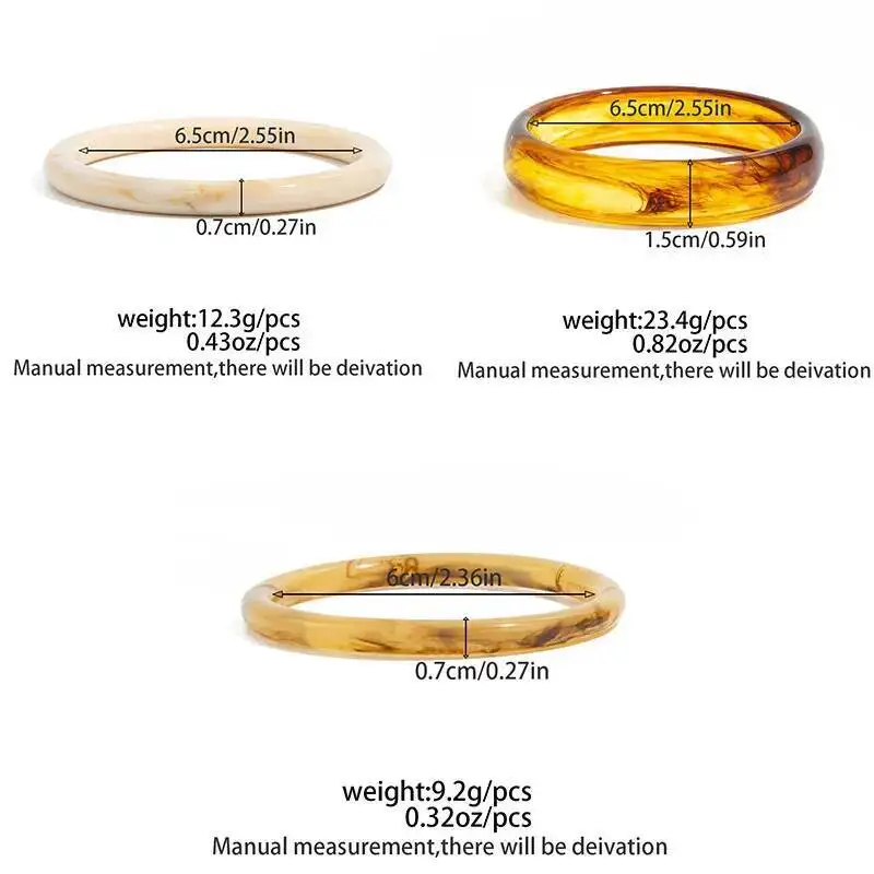 Stylish 3Pcs Boho Resin Bracelets Set