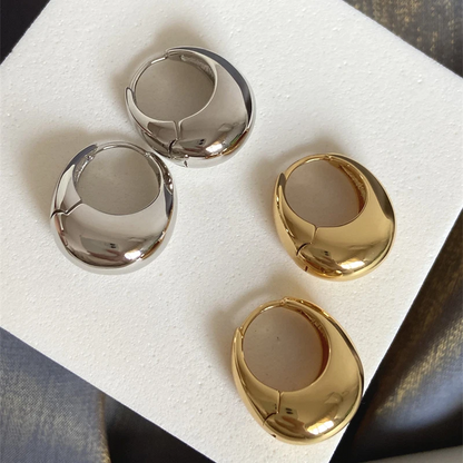 Silver and Gold Stainless Steel Chunky Hoop Earrings