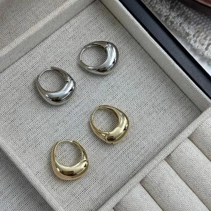 Silver and Gold Stainless Steel Chunky Hoop Earrings