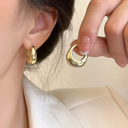 Silver and Gold Stainless Steel Chunky Hoop Earrings