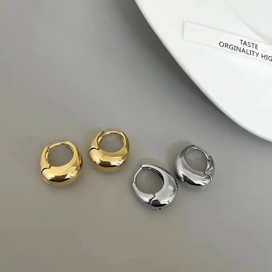 Silver and Gold Stainless Steel Chunky Hoop Earrings