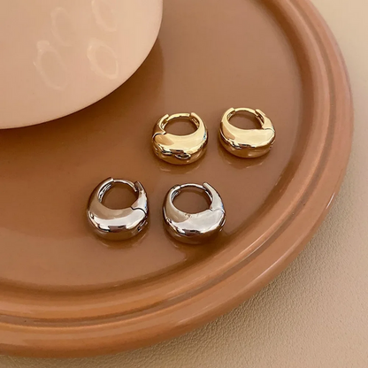 Silver and Gold Stainless Steel Chunky Hoop Earrings