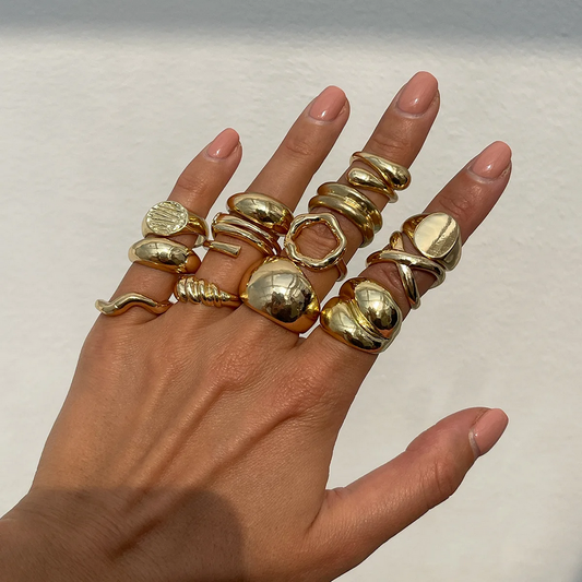 Stylish 14Pcs Vintage Gold and Silver Rings Set