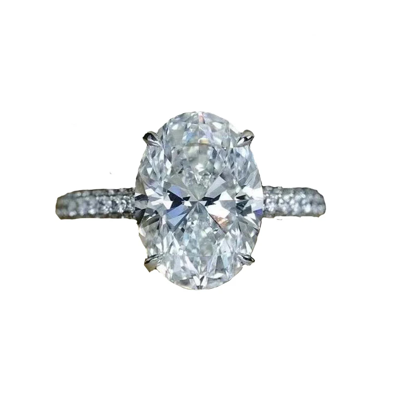 925 Sterling Silver Oval Diamond Ring