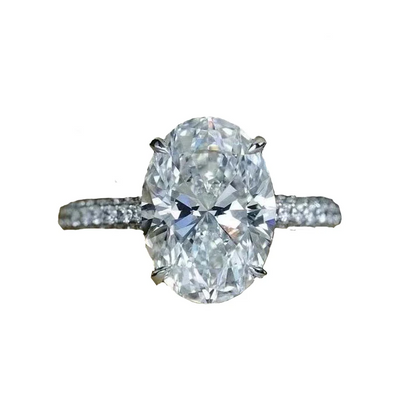 925 Sterling Silver Oval Diamond Ring