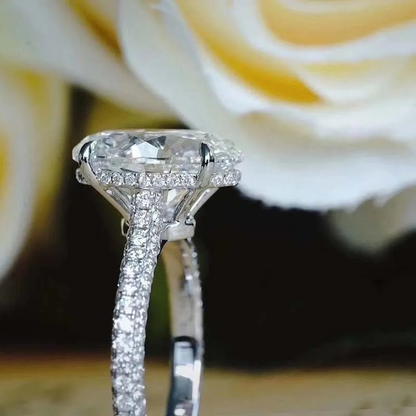 925 Sterling Silver Oval Diamond Ring