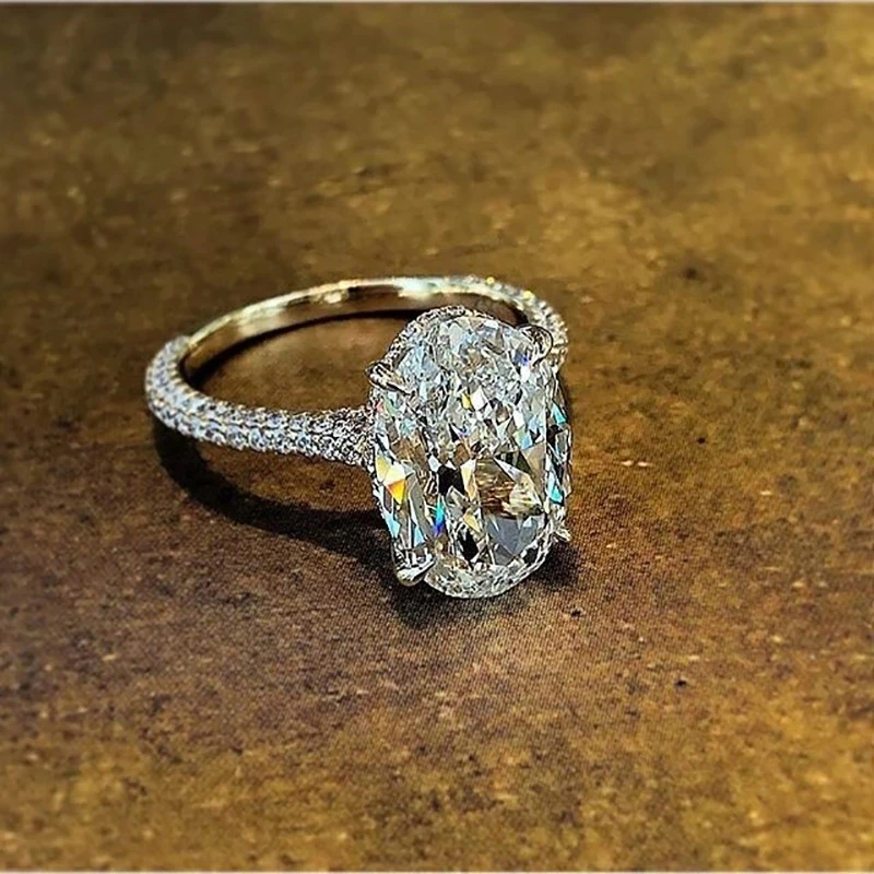 925 Sterling Silver Oval Diamond Ring