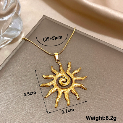 Chic Gold and Silver Sun Pendant Necklace