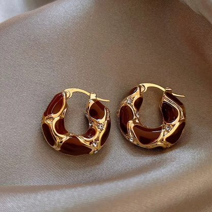 Classy Vintage Enamel Hoop Earrings
