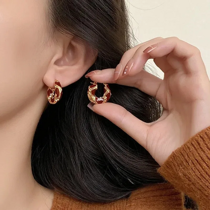 Classy Vintage Enamel Hoop Earrings