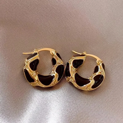 Classy Vintage Enamel Hoop Earrings