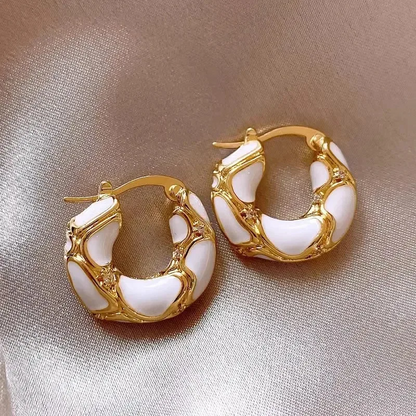 Classy Vintage Enamel Hoop Earrings