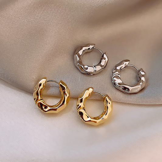 Trendy 925 Sterling Minimalist Hoop Stud Earrings