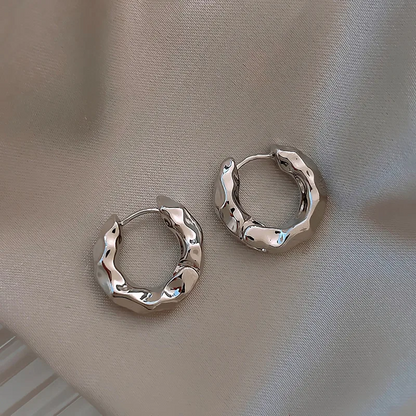 Trendy 925 Sterling Minimalist Hoop Stud Earrings