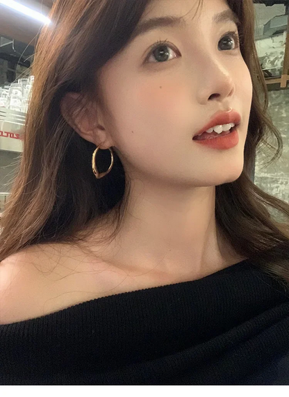 Modern Minimalist 925 Sterling Silver Irregular Geometric Stud Earrings