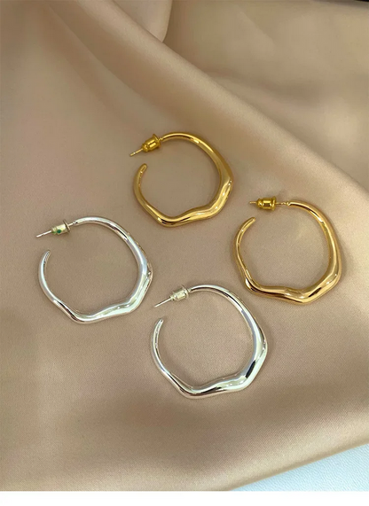 Modern Minimalist 925 Sterling Silver Irregular Geometric Stud Earrings