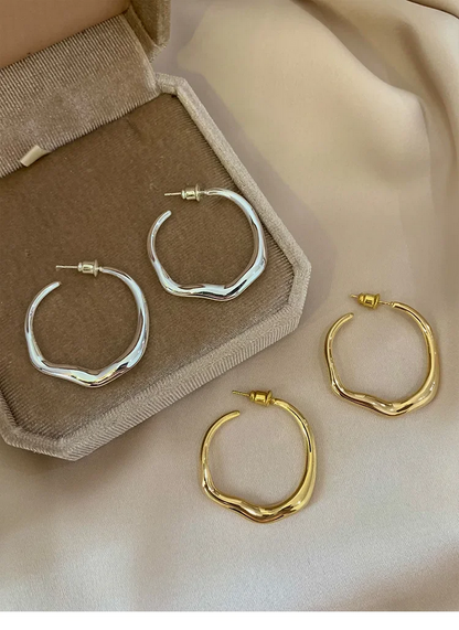 Modern Minimalist 925 Sterling Silver Irregular Geometric Stud Earrings