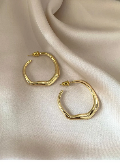 Modern Minimalist 925 Sterling Silver Irregular Geometric Stud Earrings