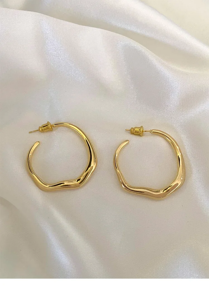 Modern Minimalist 925 Sterling Silver Irregular Geometric Stud Earrings