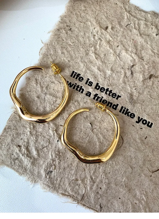 Modern Minimalist 925 Sterling Silver Irregular Geometric Stud Earrings