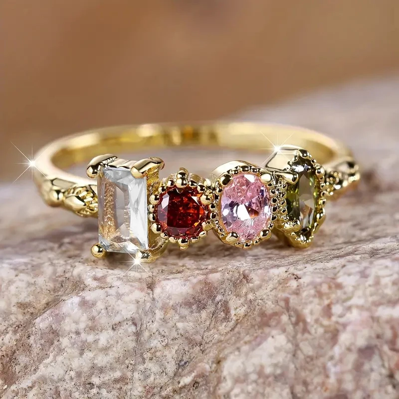 Elegant Fashion Multi Colored Cubic Zirconia Rings