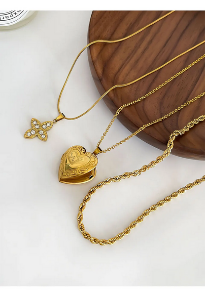 Gold Plated Cross Heart Pendant Necklace  Diamond Accent Jewelry