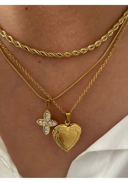 Gold Plated Cross Heart Pendant Necklace  Diamond Accent Jewelry