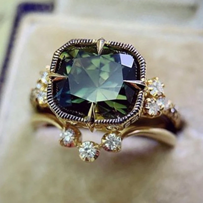 Vintage Green Cubic Zirconia Ring