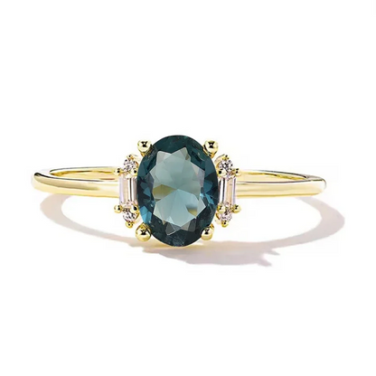 Beautiful Oval Blue Cubic Zirconia Ring