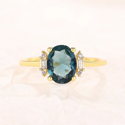 Beautiful Oval Blue Cubic Zirconia Ring