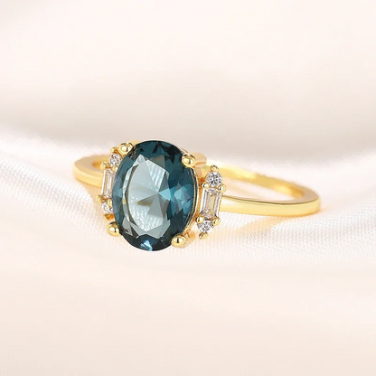 Beautiful Oval Blue Cubic Zirconia Ring