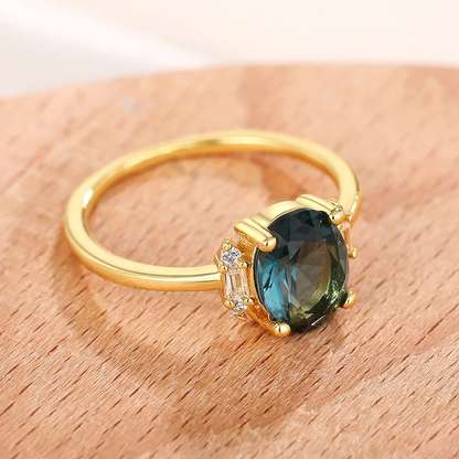 Beautiful Oval Blue Cubic Zirconia Ring